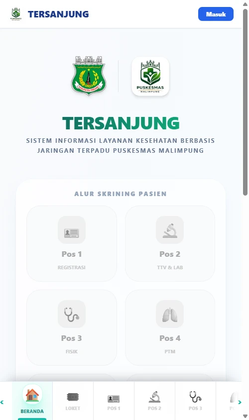 TERSANJUNG — Sistem Informasi Layanan Kesehatan Berbasis Jaringan Terpadu Puskesmas Malimpung - Mobile View