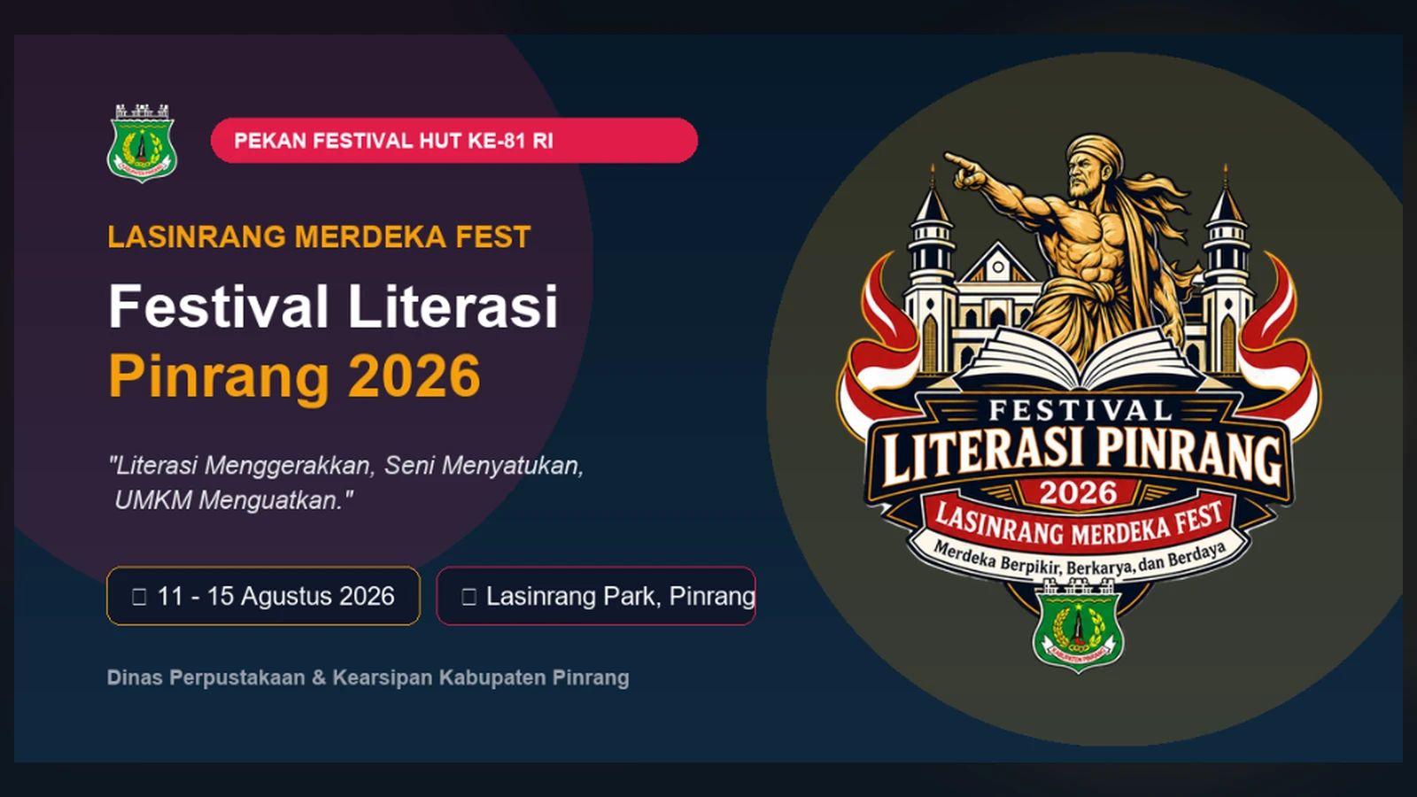 Festival Literasi Pinrang 2026 — Lasinrang Merdeka Fest (HUT Ke-81 RI)
