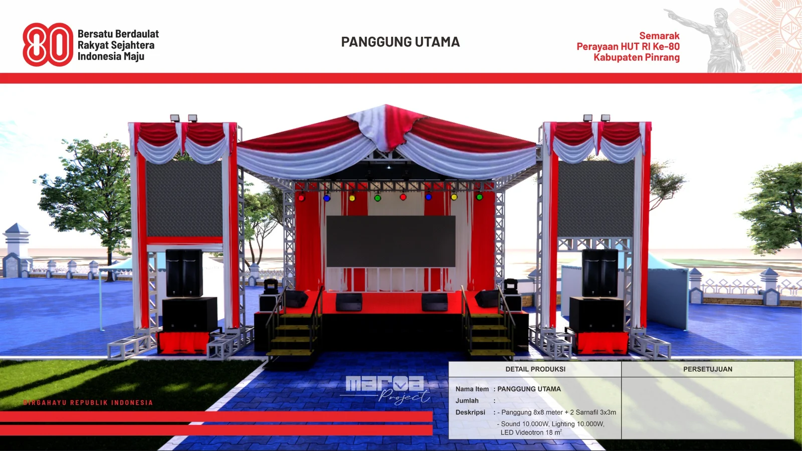 Semarak HUT RI ke-80 Kabupaten Pinrang 2025 — Perancangan Layout & Visualisasi 3D Venue