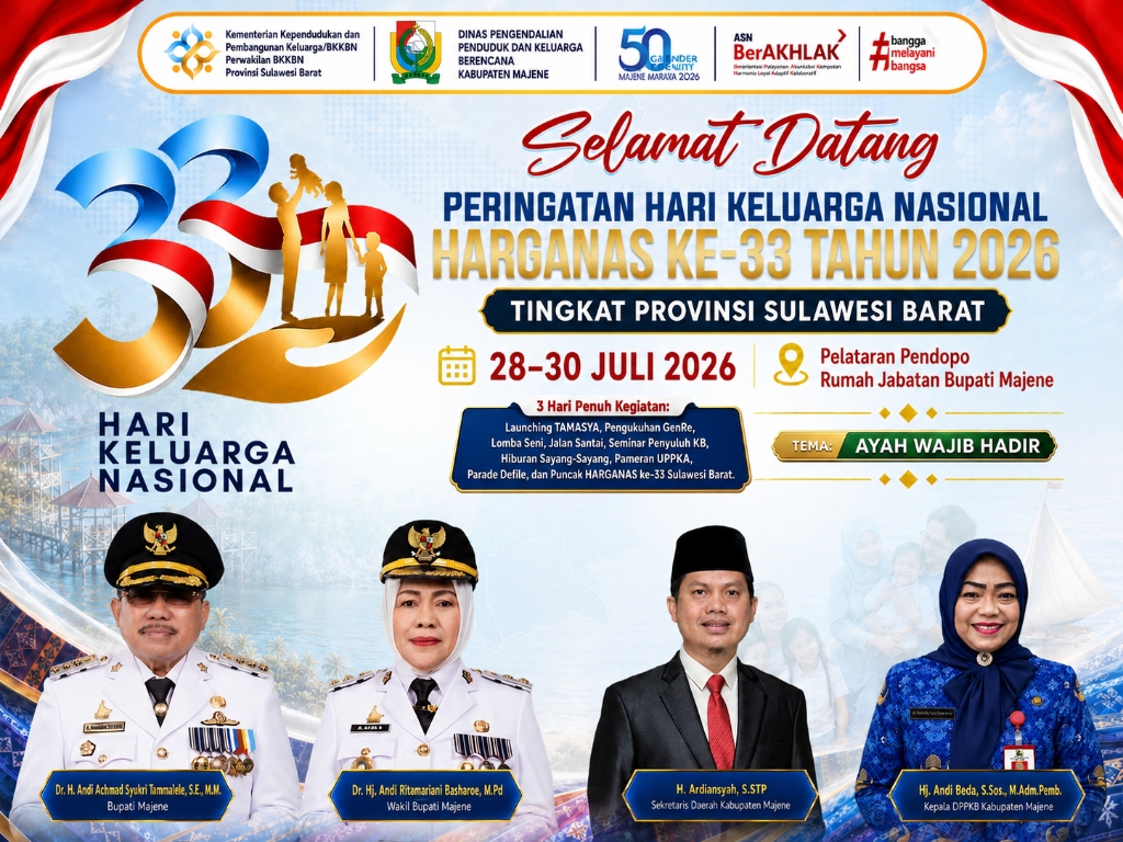 Peringatan Hari Keluarga Nasional (HARGANAS) Ke-33 Sulawesi Barat — Produksi Konten Desain Multimedia & Branding Panggung