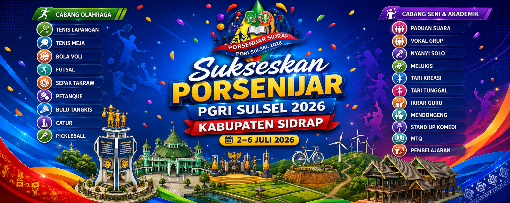 PORSENIJAR PGRI Sulsel Kab. Sidrap 2026 — Tata Multimedia Videotron & Visual Panggung - Visual 3