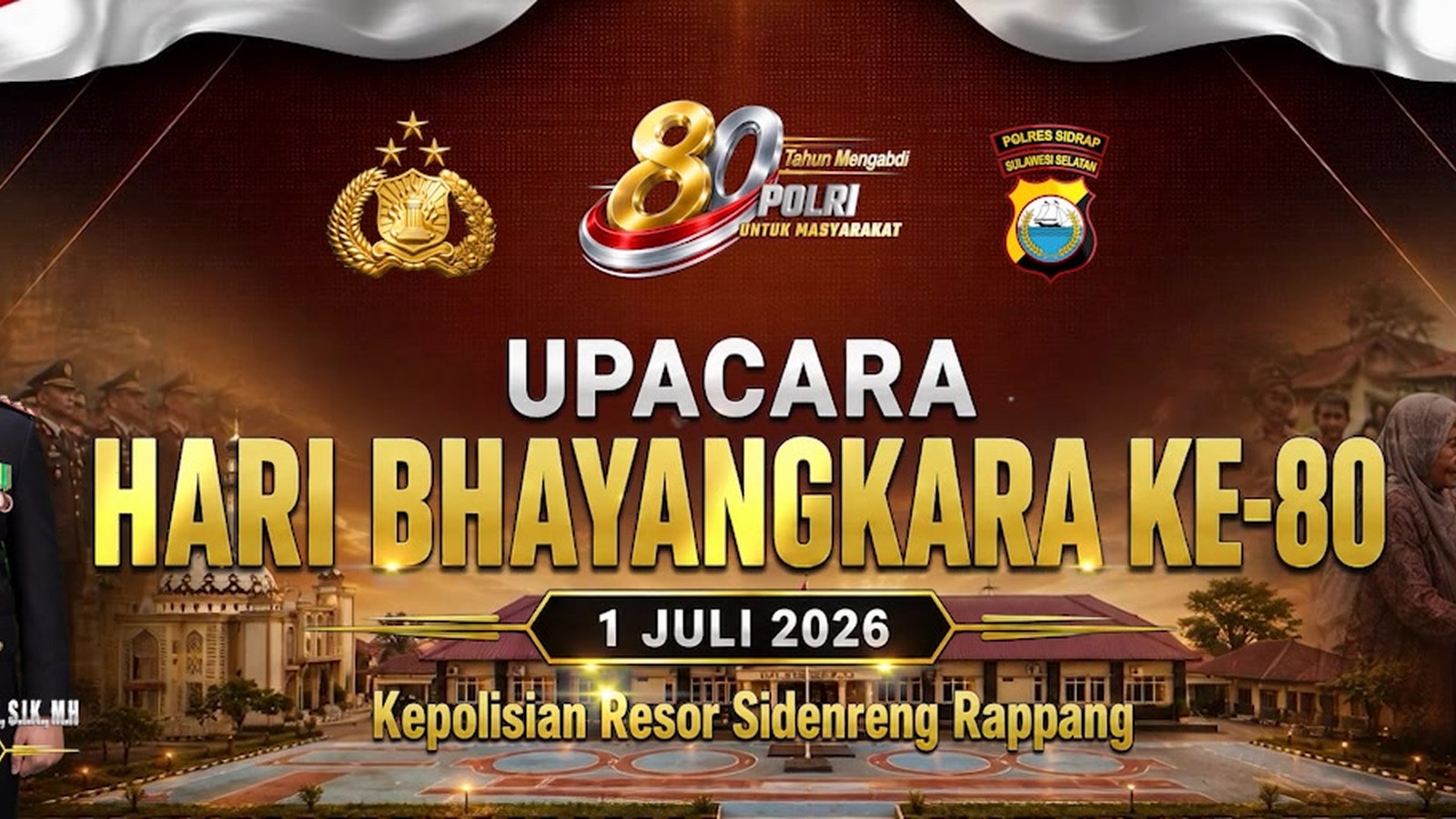 Hari Bhayangkara Ke-80 Polres Sidrap 2026 — Produksi Motion Graphics & Visual Sinematik Panggung