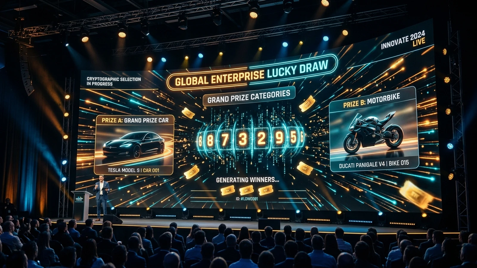 Visual Panggung Resolusi Tinggi — Animasi Pengundian Grand Prize