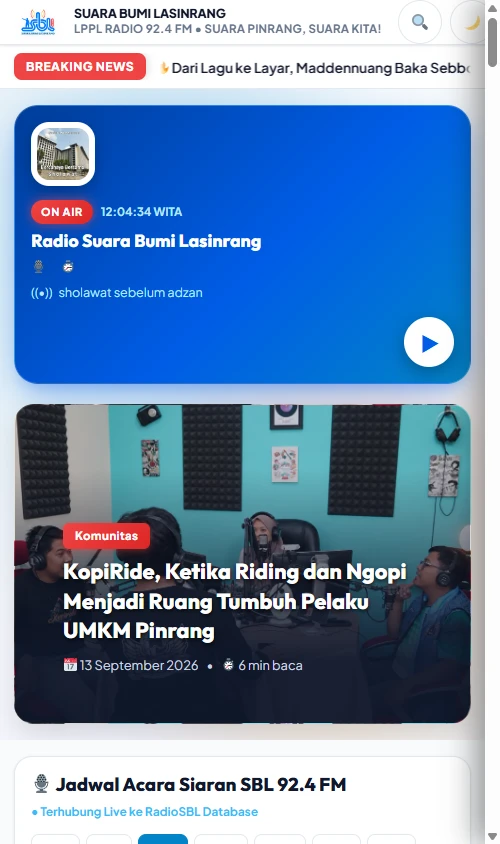 Portal Resmi & Pusat Warta Publik LPPL Radio Suara Bumi Lasinrang 92,4 FM Mobile